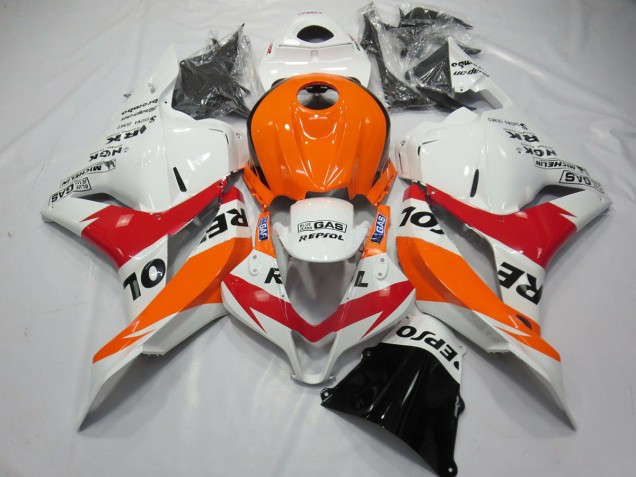 09-12 Weiß Rot & Orange Repsol CBR600RR Verkleidung