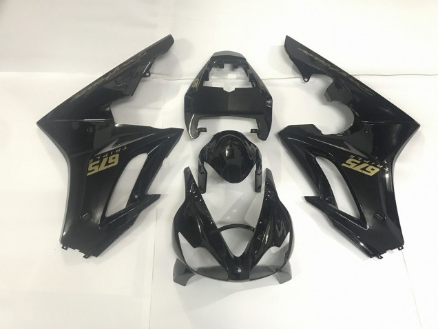 09-12 Schwarz Glänzend & Gold Daytona 675 Verkleidung