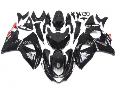 09-16 Einfarbig Schwarz Rot Glänzend Stil GSXR 1000 Verkleidung