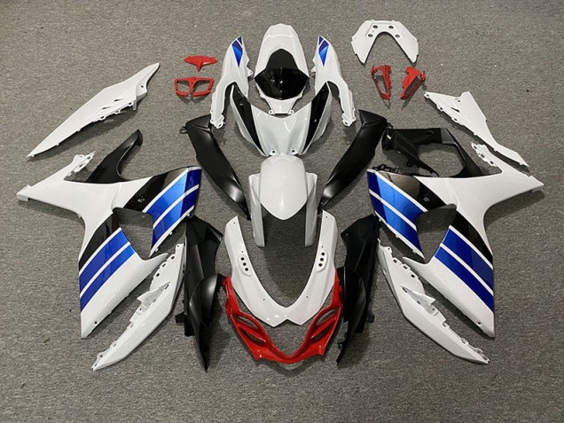 09-16 Glänzend Weiß Blau Schwarz & Rot GSXR 1000 Verkleidung