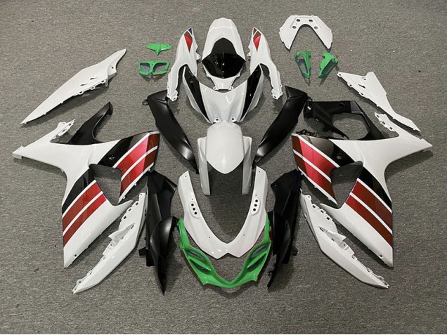 09-16 Glänzend Weiß Rot Schwarz & Grün GSXR 1000 Verkleidung