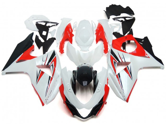 09-16 Rot Glänzend Mit Weiß & Schwarz Custom Stil GSXR 1000 Verkleidung