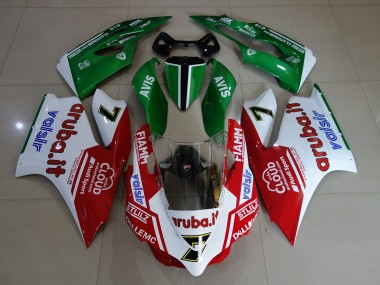 11-14 Glänzend Weiß / Rot / Grün Ducati 1199 Verkleidung