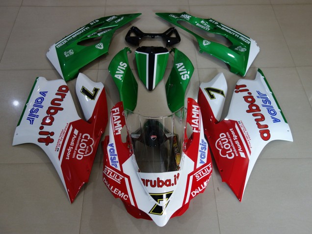 11-14 Glänzend Weiß / Rot / Grün Ducati 1199 Verkleidung