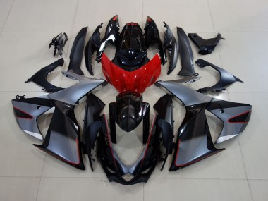 11-24 Glänzendes Grau/Schwarz Mit Rot GSXR 600-750 Verkleidung