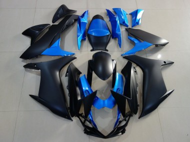 11-24 Matt Schwarzes & Leuchtendes Blau GSXR 600-750 Verkleidung