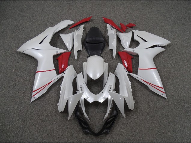 11-24 Perlweiß & Rot GSXR 600-750 Verkleidung