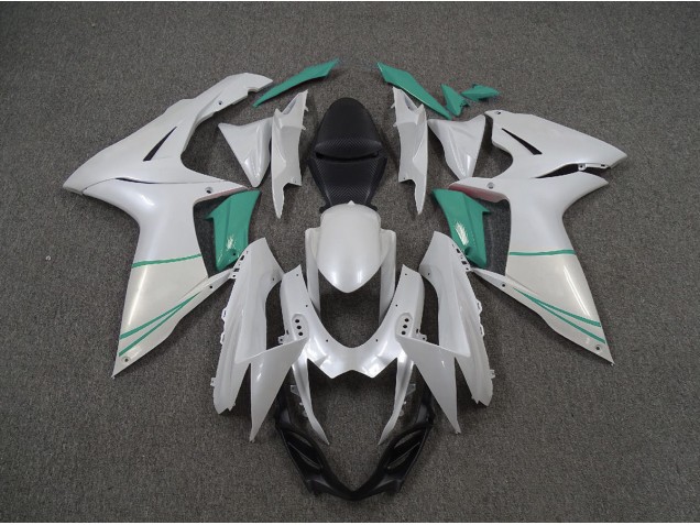 11-24 Perlweiß & T-Blau GSXR 600-750 Verkleidung