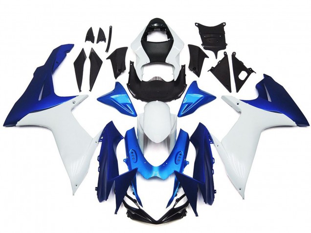 11-24 Schlichte Weißes & Blaues Stil Kit GSXR 600-750 Verkleidung