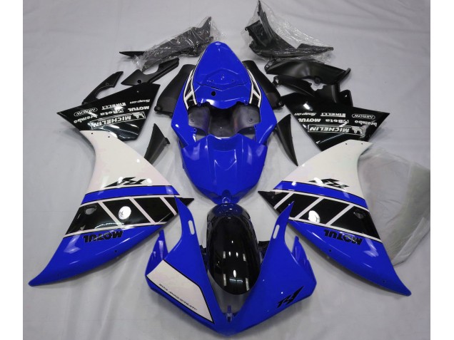12-14 Glänzend Blau Weiß & Schwarz R1 Verkleidung