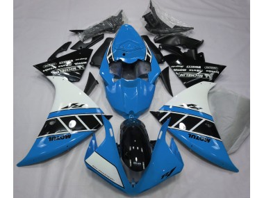 12-14 Glänzend Hellblau Weiß & Schwarz R1 Verkleidung