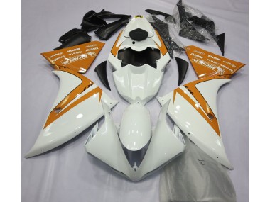 12-14 Glänzend Weiß & Orange R1 Verkleidung