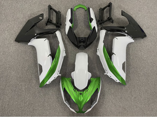 12-16 Glänzend Weiß & Grün Ninja 650R Verkleidung