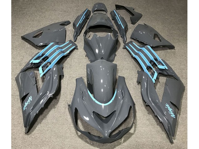12-21 Glänzend Grau & Hellblau ZX14R Verkleidung