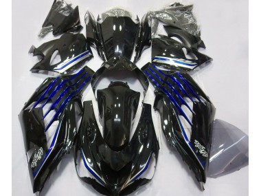 12-21 Schwarz Glänzend & Blau ZX14R Verkleidung