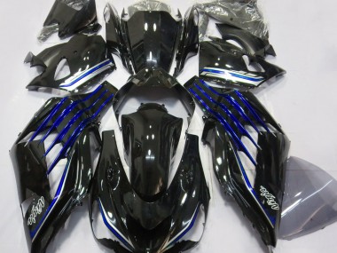 12-21 Schwarz Glänzend & Blau ZX14R Verkleidung
