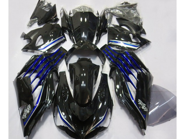 12-21 Schwarz Glänzend & Blau ZX14R Verkleidung