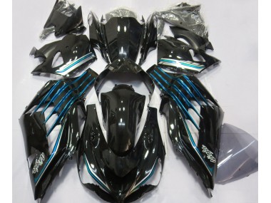 12-21 Schwarz Glänzend & Hellblau ZX14R Verkleidung