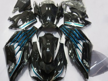 12-21 Schwarz Glänzend & Hellblau ZX14R Verkleidung