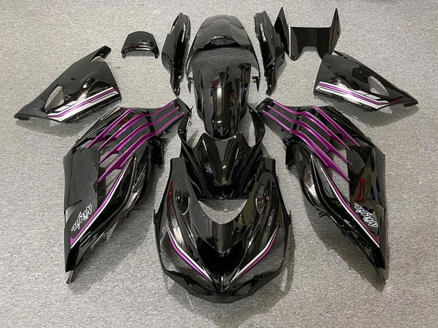12-21 Schwarz Glänzend & Pink ZX14R Verkleidung