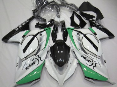 13-18 Glänzend Weiß & Grün Ninja 300 Verkleidung