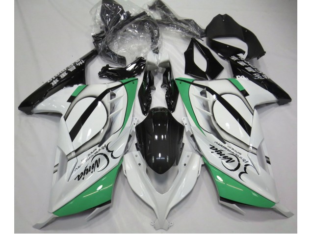 13-18 Glänzend Weiß & Grün Ninja 300 Verkleidung