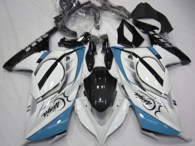 13-18 Glänzend Weiß & Hellblau Ninja 300 Verkleidung
