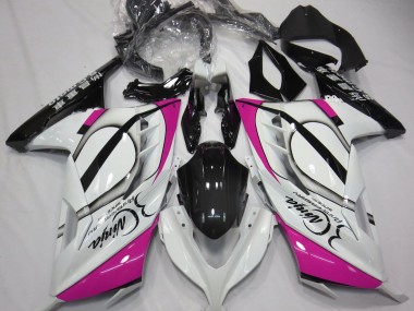 13-18 Glänzend Weiß & Pink Ninja 300 Verkleidung