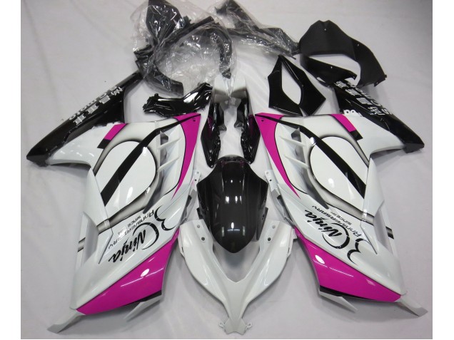 13-18 Glänzend Weiß & Pink Ninja 300 Verkleidung