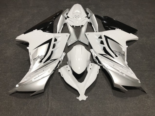 13-18 Glänzend Weiß & Silber Ninja 300 Verkleidung