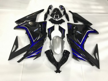 13-18 Glänzendes Schwarz & Blau Ninja 300 Verkleidung