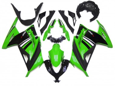 13-18 Grün Schwarz & Weiß Glänzend Ninja 300 Verkleidung