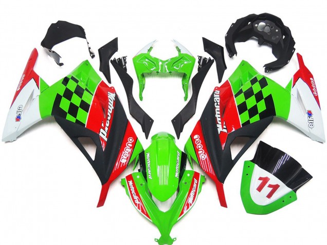 13-18 Rot & Schwarz Kariert Glänzend Ninja 300 Verkleidung