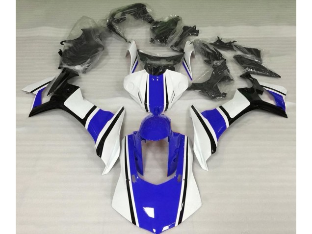 15-19 Glänzend Weiß Blau & Schwarz R1 Verkleidung