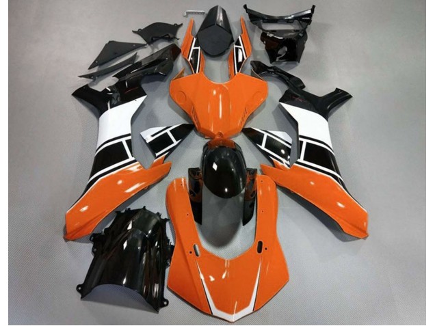 15-19 Orange Glänzend Silber & Schwarz R1 Verkleidung